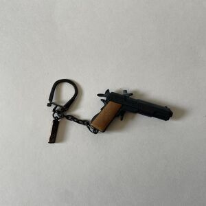 Vintage Opryland USA Die Cast Cap Revolver Pistol Toy Keychain Brown/Blk Novelty